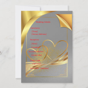 Carte de détails de mariage en or   Informations m