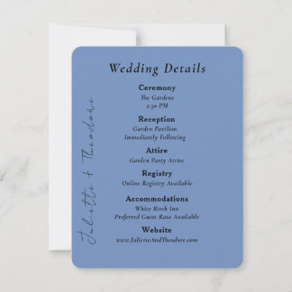 Carte de détails de mariage en porcelaine bleue él