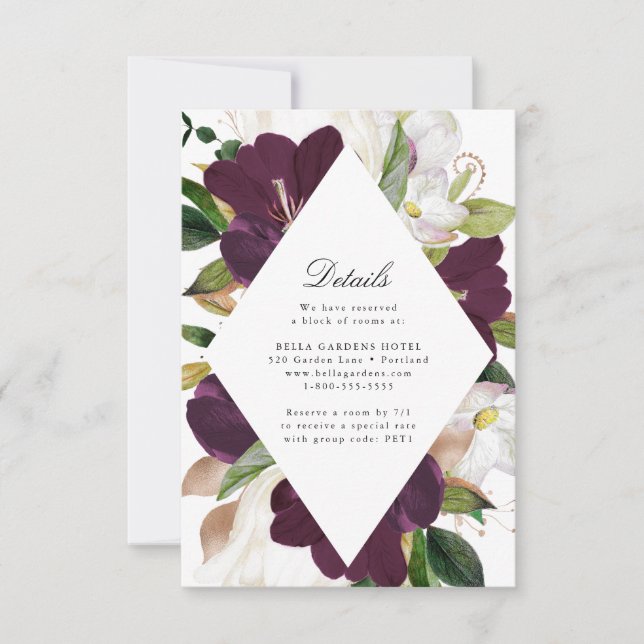 Carte de détails de mariage | Fleur de Prunier Som (Devant)