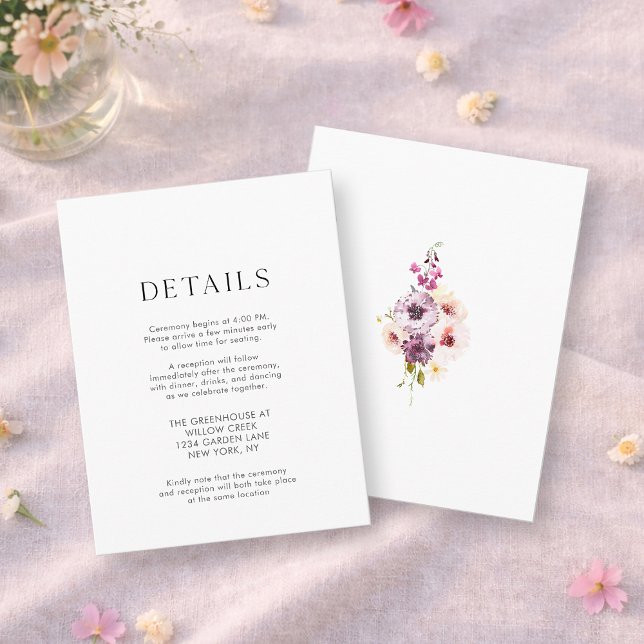 Carte de détails de mariage floral élégant (Créateur téléchargé)