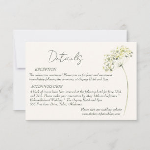 Carte de détails de mariage floral élégant et verd