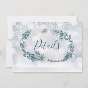 Carte de détails de mariage floral rustique d'hive