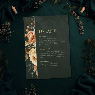 Carte de détails de mariage floral vert sorcière d