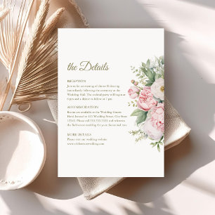 Carte de détails de mariage florale Élégante aux t