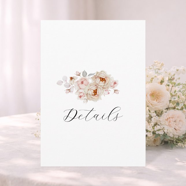 Carte de détails de mariage florale élégante | Dou (Créateur téléchargé)