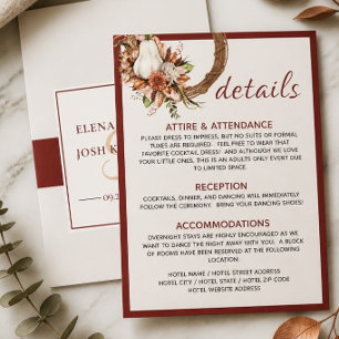 Carte de détails de mariage Harvest Chic Citrouill