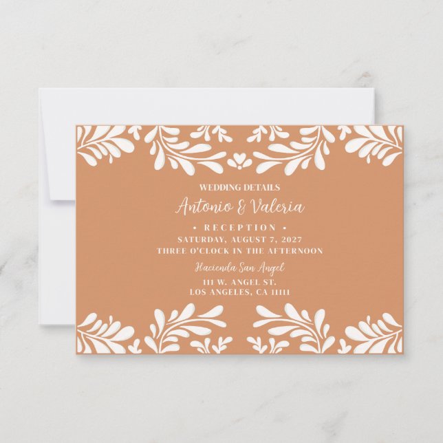 Carte de détails de mariage mexicain Terracotta Ta (Devant)