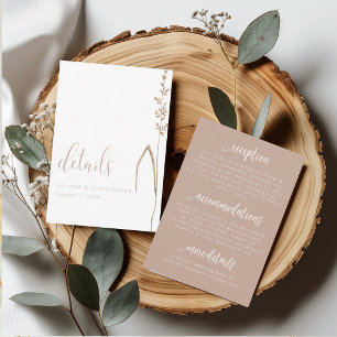 Carte de détails de mariage minimaliste Bohème aux