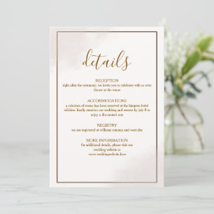 Carte de détails de mariage minimaliste en or