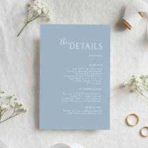 Carte de détails de mariage minimaliste moderne bl