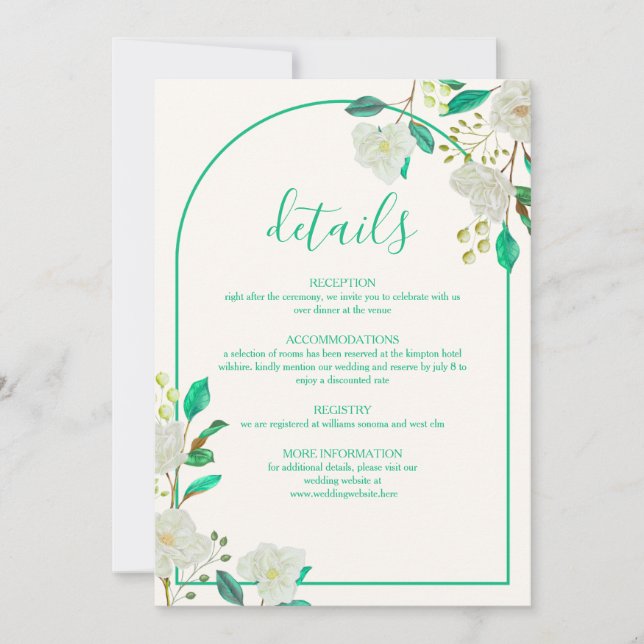 Carte de détails de mariage moderne Arch (Devant)