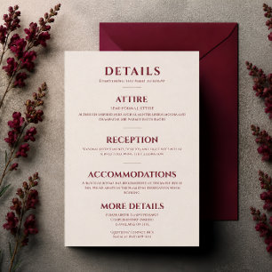 Carte de détails de mariage moderne élégante Cherr