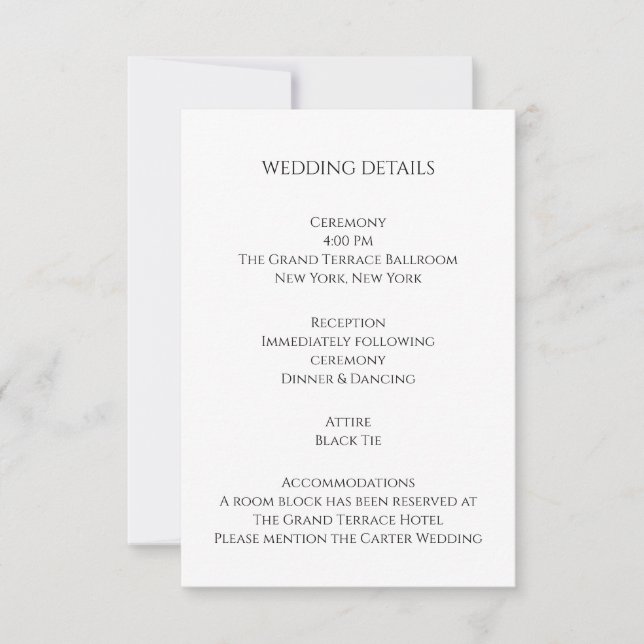 Carte de détails de mariage moderne gras | Editori (Devant)