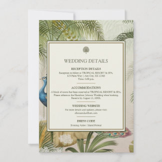 Carte de détails de mariage Peacock Palm