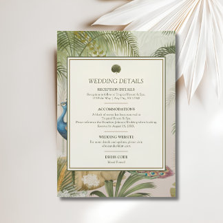 Carte de détails de mariage Peacock Palm