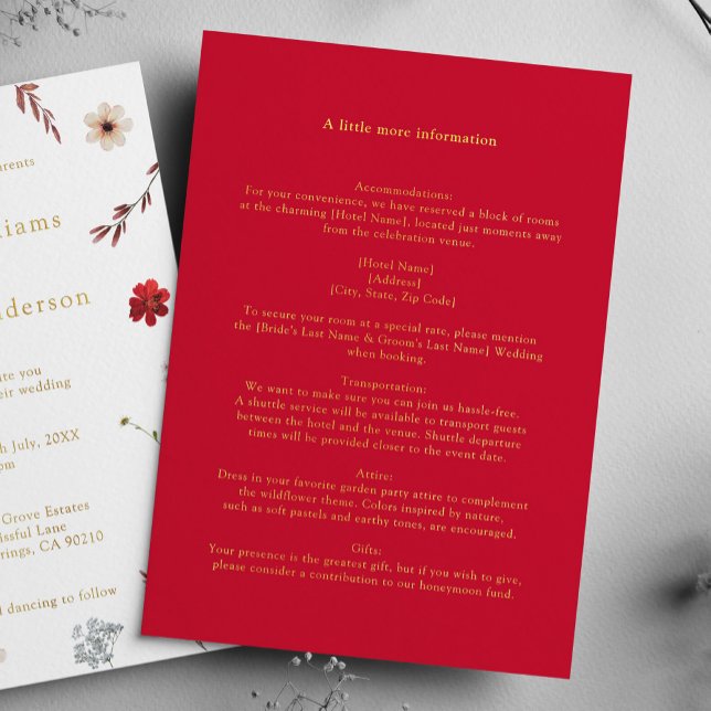 Carte de détails de mariage Red Gold (Créateur téléchargé)