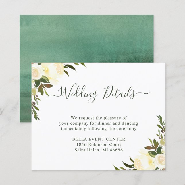 Carte de détails de mariage rustique et verdoyant  (Devant / Derrière)