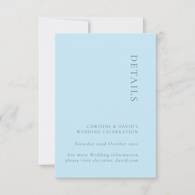Carte de détails de mariage simple bleu doux (Devant)