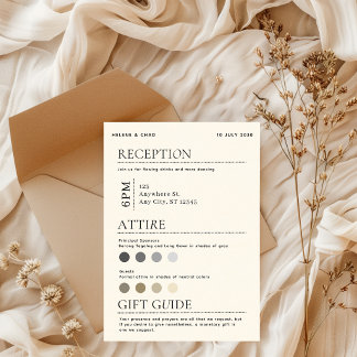 Carte de détails de mariage simple élégante noir e