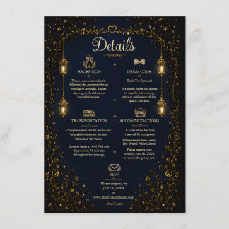Carte de détails de mariage Starlight Symphony