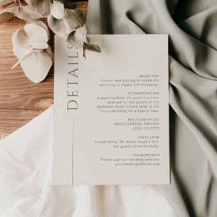 Carte de détails de mariage taupe ivoire minimalis