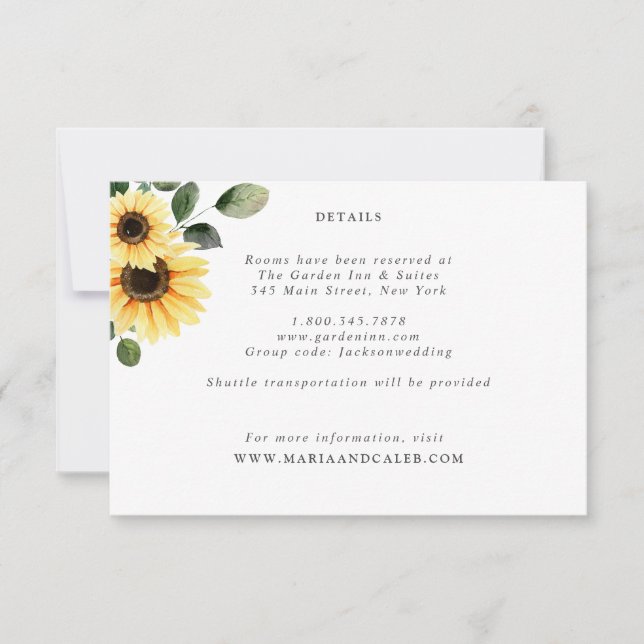 Carte de détails de mariage tournesol (Devant)