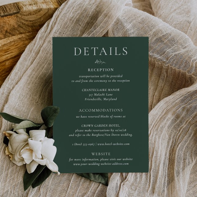 Carte de détails de mariage vert BRUNSWICK (Créateur téléchargé)