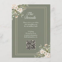 Carte de détails de mariage vert sauge – Code QR é