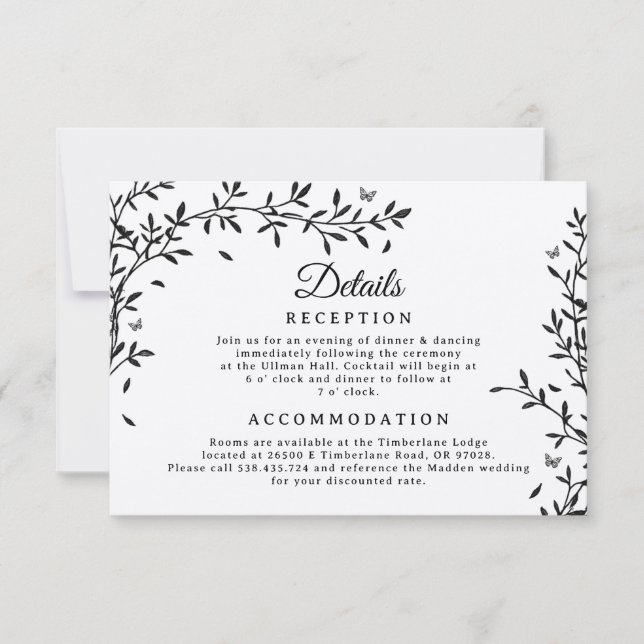Carte de détails de mariage Woodland Charm  (Devant)