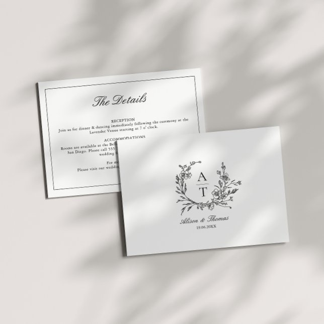 Carte de détails de monogramme de fleur sauvage no (Créateur téléchargé)