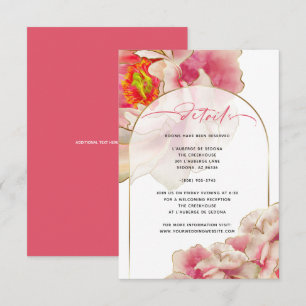 Carte de détails de pivoine rose corail exotique