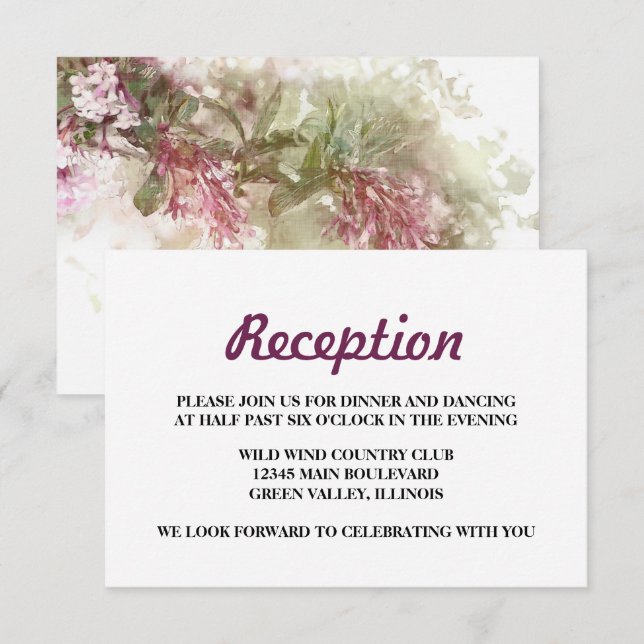 Carte de détails de réception de mariage à l'aquar (Devant / Derrière)