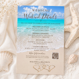 Carte de détails de week-end de mariage sur la pla