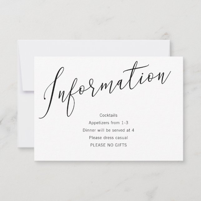 Carte de détails d'information de mariage « Tied t (Devant)