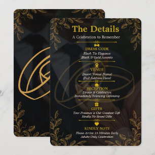 Carte de détails d'invitation de fiançailles Or no