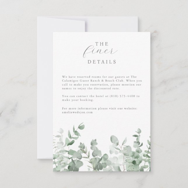 Carte de détails du boîtier Mariage Eucalyptus (Devant)