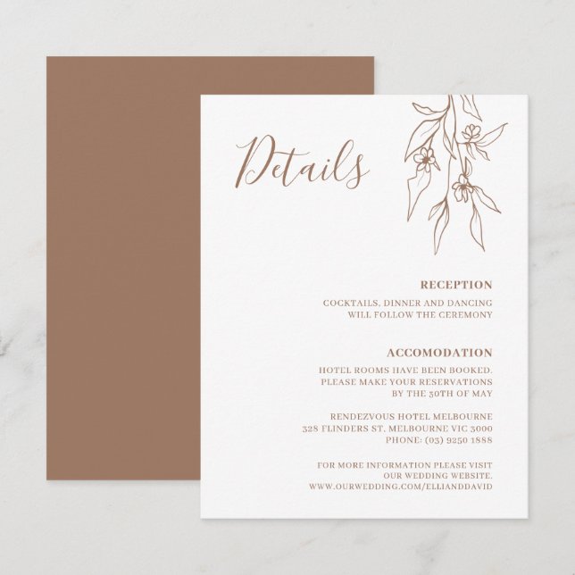 Carte de détails du Fleur sauvage linéaire bohème  (Devant / Derrière)