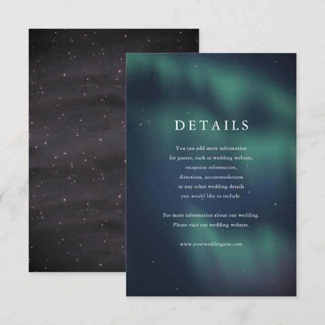 Carte de détails du Mariage aurora Northern Lights (Devant / Derrière)
