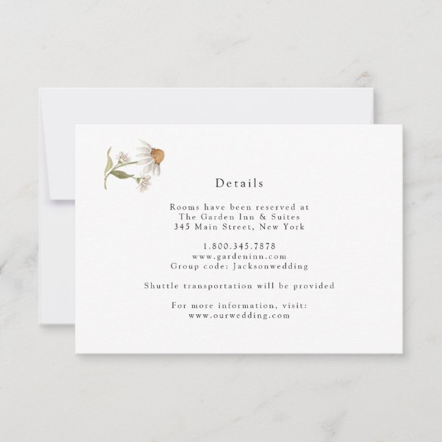 Carte de détails du Mariage Boho fleur sauvage (Devant)