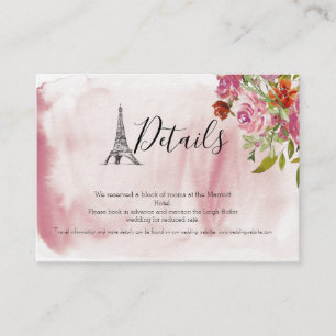 Carte de détails du Mariage d'aquarelle de la tour