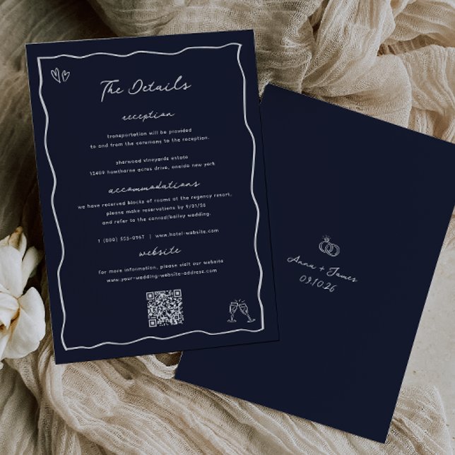 Carte de détails du Mariage de doodle à main lunai (Créateur téléchargé)