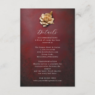 Carte de détails du mariage de fleur métallique ru