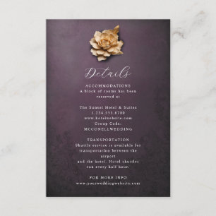 Carte de détails du mariage de fleur métallique ru