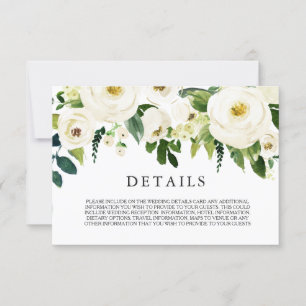 Carte de détails du Mariage de fleurs blanches