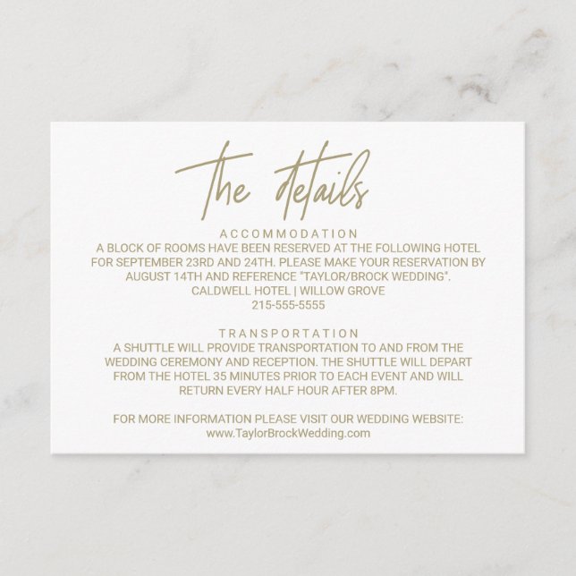 Carte de détails du Mariage de la calligraphie d'o (Devant)