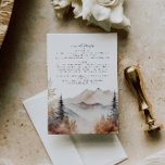 Carte de détails du Mariage de la montagne Fall<br><div class="desc">Il s'agit d'une carte de détails mariage de montagne avec une belle scène de chute d'aquarelle et un élégant appariement de police. Modifier tous les termes et toutes les couleurs sauf la couleur de la scène de montagne aquarelle. La couleur de la goutte à feuillage persistant n'est pas modifiable. //...</div>