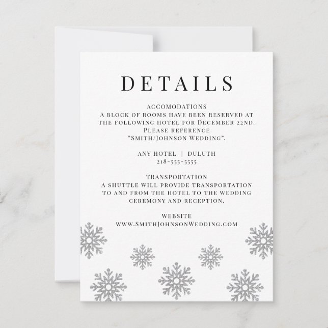 Carte de détails du Mariage de snowflake hiver mod (Devant)