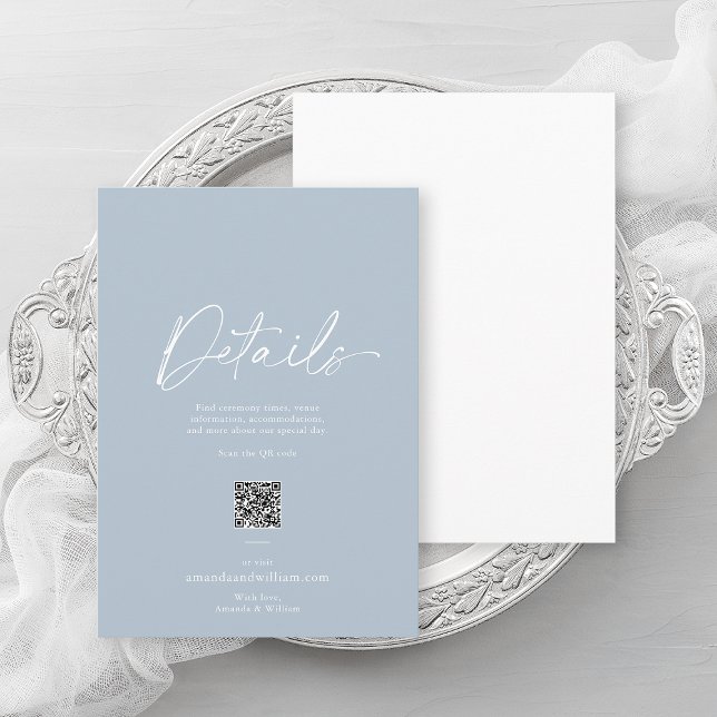 Carte de détails du Mariage Dusty Blue Minimalist (Créateur téléchargé)