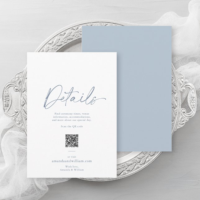 Carte de détails du Mariage Dusty Blue Minimalist (Créateur téléchargé)