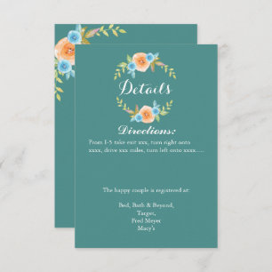 Carte de détails du Mariage Fall Watercolo